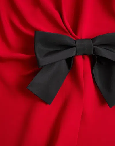 Valentino Short Silk Dress With Bow In Red