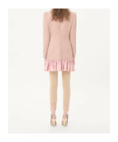Valentino Long Sleeve Dress Ruffled Hem In Pink