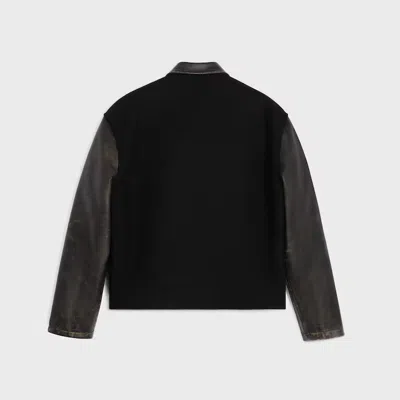 Celine Men Wool Felt Teddy Jacket In Black