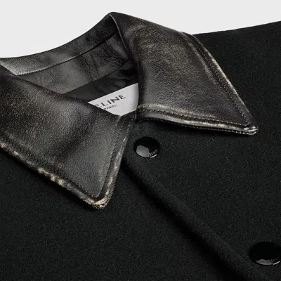 Celine Men Wool Felt Teddy Jacket In Black