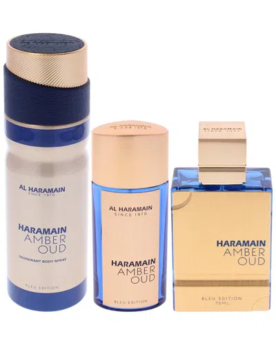 Al Haramain Unisex 3pc Gift Set Amber Oud - Bleu Edition Parfum In Blue