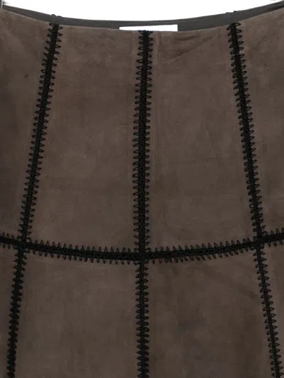 Blugirl A-line Crochet And Suede Panel Skirt In Brown