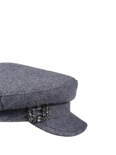 Roger Vivier Broche Vivier Sailor Cap In Felt In Gray