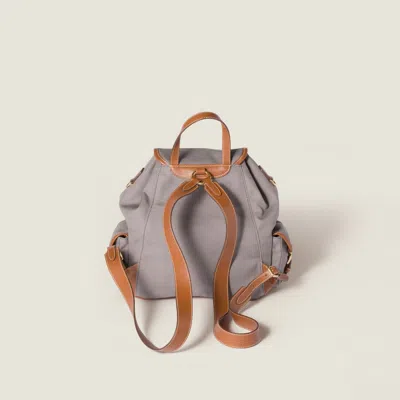 Miu Miu Canvas And Leather Backpack In Gray