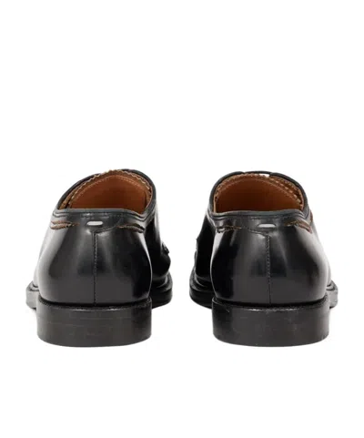 Maison Margiela Round Toe Lace-up Leather Shoes With Flat Sole In Black
