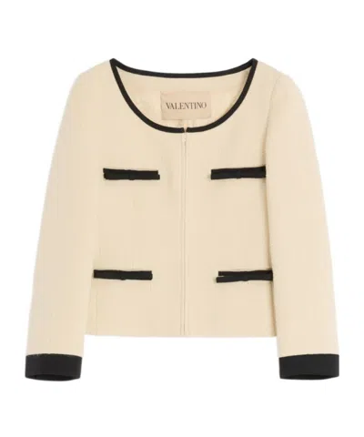 Valentino Textured Fabric Jacket Featuring Pockets In Brown