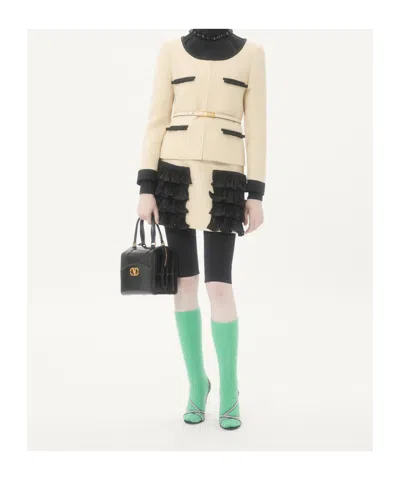 Valentino Textured Fabric Jacket Featuring Pockets In Brown