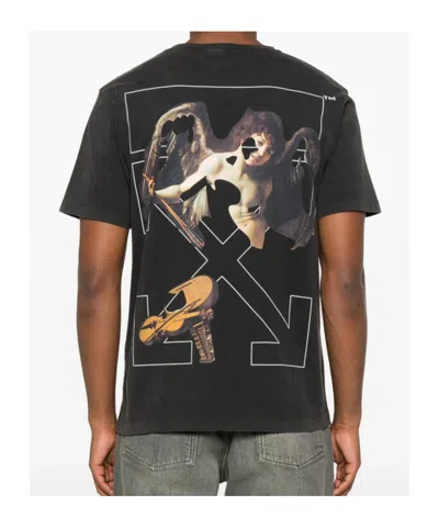 Off-white Washed Black Cupid Arrow Skate Logo T-shirt