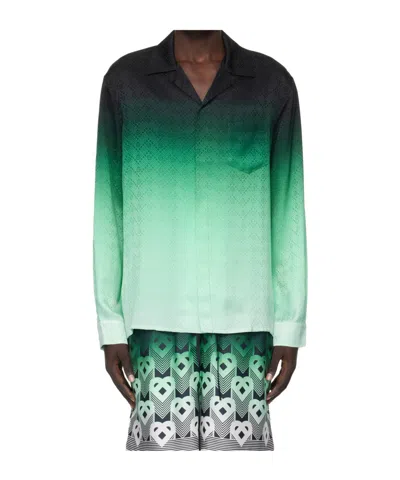 Casablanca 'ping Pong' Jacquard Silk Shirt In Green