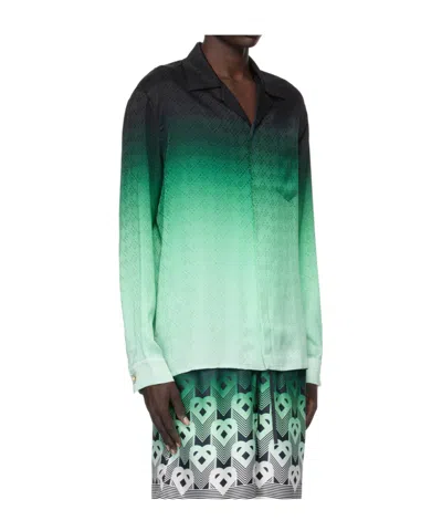 Casablanca 'ping Pong' Jacquard Silk Shirt In Green