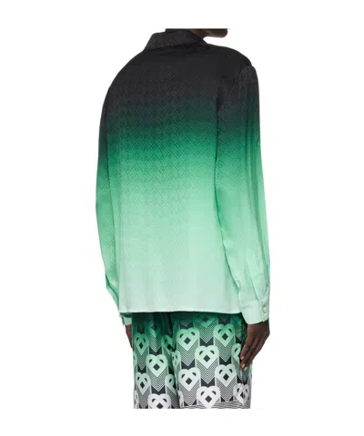 Casablanca 'ping Pong' Jacquard Silk Shirt In Green