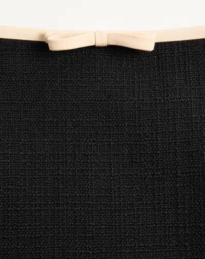 Valentino Garavani Short Wool Tweed Skirt With Crepe Couture Bow In Black