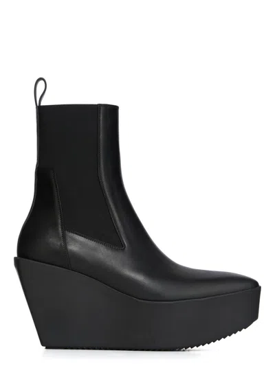 Rick Owens Black Concordians Sliver Platform Beatle Chelsea Boots