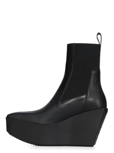 Rick Owens Black Concordians Sliver Platform Beatle Chelsea Boots