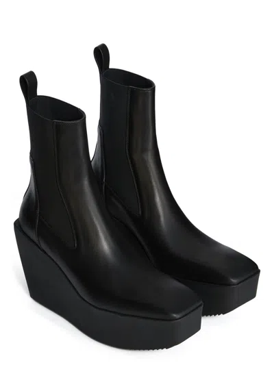 Rick Owens Black Concordians Sliver Platform Beatle Chelsea Boots