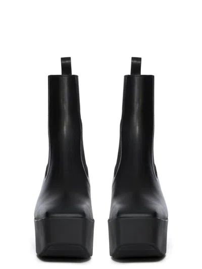 Rick Owens Black Concordians Sliver Platform Beatle Chelsea Boots