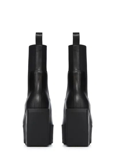 Rick Owens Black Concordians Sliver Platform Beatle Chelsea Boots