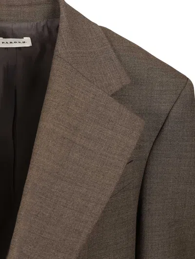 P.a.r.o.s.h Tailored Oversized Jacket Jackets Grey In Brown