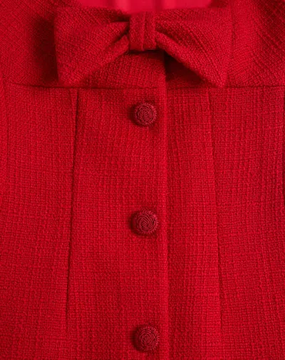 Valentino Bow Detail Dress Scoop Neckline In Red