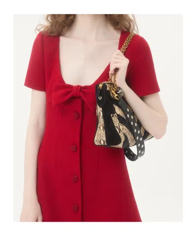Valentino Bow Detail Dress Scoop Neckline In Red