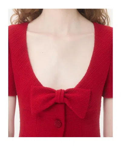 Valentino Bow Detail Dress Scoop Neckline In Red
