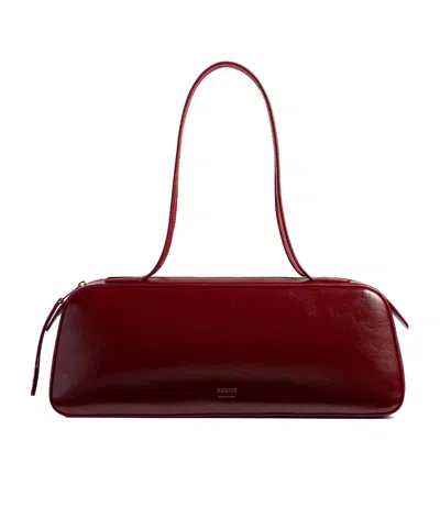 Khaite Simona Crinkled Patent-leather Shoulder Bag In Burgundy