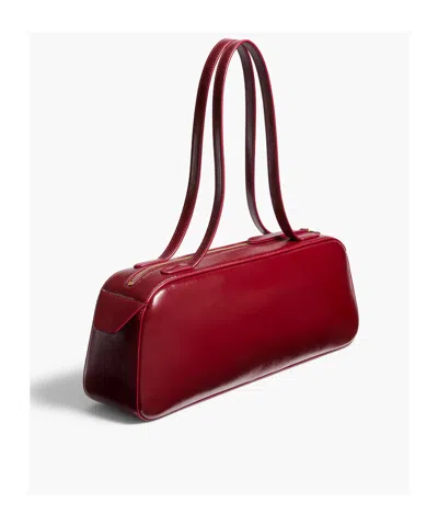Khaite Simona Crinkled Patent-leather Shoulder Bag In Burgundy