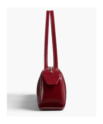 Khaite Simona Crinkled Patent-leather Shoulder Bag In Burgundy