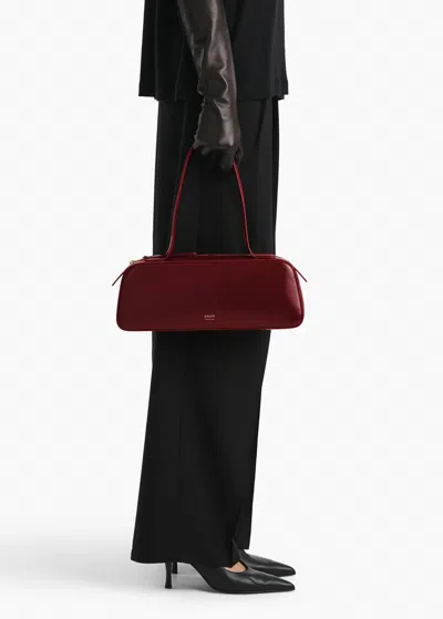 Khaite Simona Crinkled Patent-leather Shoulder Bag In Burgundy