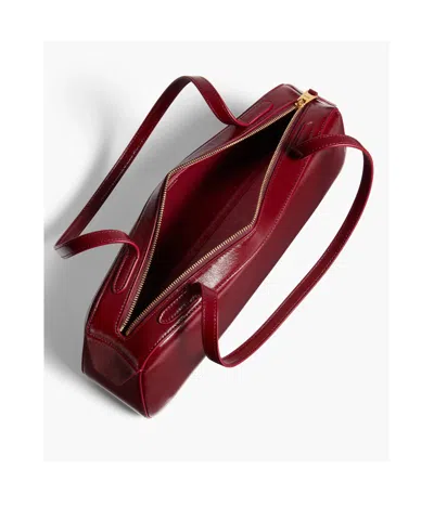 Khaite Simona Crinkled Patent-leather Shoulder Bag In Burgundy