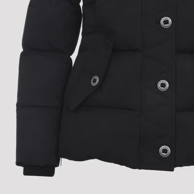 Moose Knuckles Padded Black Jacket With High Collar And Detachable Hood
