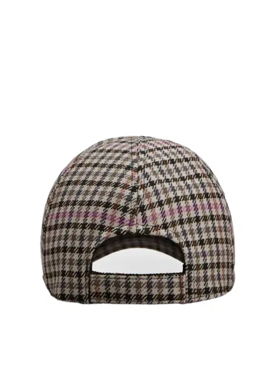 Roger Vivier Efflorescence Baseball Cap In Checks Fabric In Brown