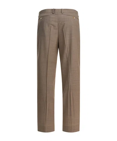 Auralee Tailored Wool Trousers With Pockets And Pleats In Brown