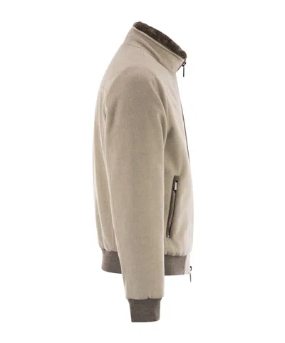 Moorer Bellati Ls9 Padded Bomber Jacket In Wool And Cashmere In Brown