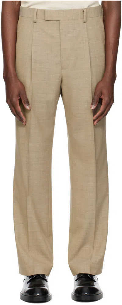 Auralee Tailored Wool Trousers With Pockets And Pleats In Brown