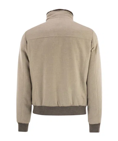 Moorer Bellati Ls9 Padded Bomber Jacket In Wool And Cashmere In Brown