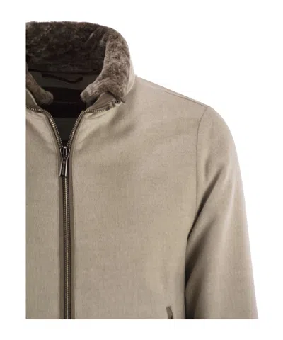 Moorer Bellati Ls9 Padded Bomber Jacket In Wool And Cashmere In Brown