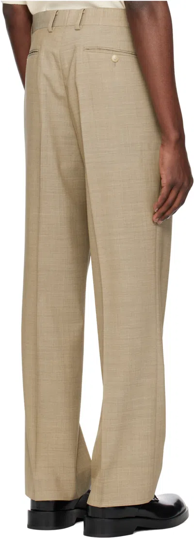 Auralee Tailored Wool Trousers With Pockets And Pleats In Brown