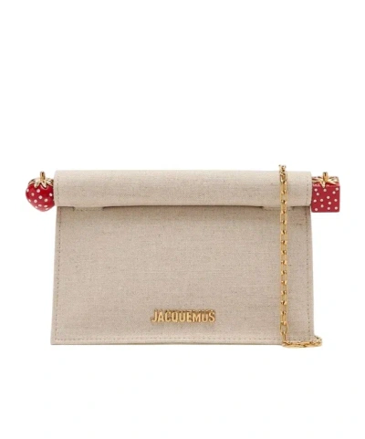 Jacquemus Round Square Chain Strap Clutch Bag In Sand