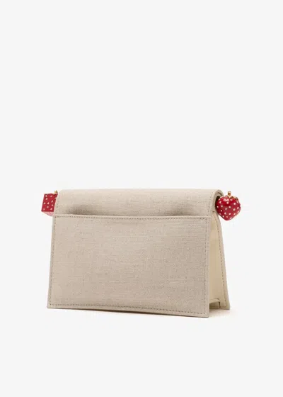 Jacquemus Round Square Chain Strap Clutch Bag In Sand