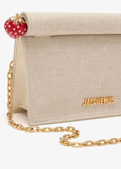 Jacquemus Round Square Chain Strap Clutch Bag In Sand