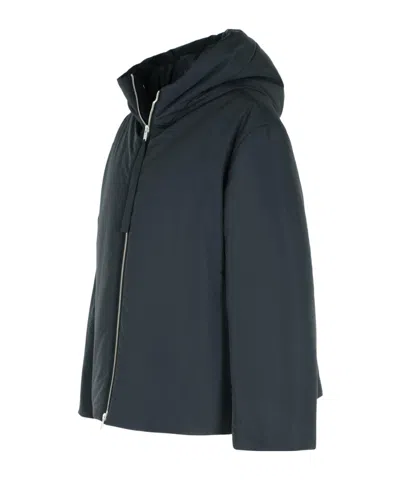 Jil Sander Fixed-hood Drawstring Puffer Jacket In Blue