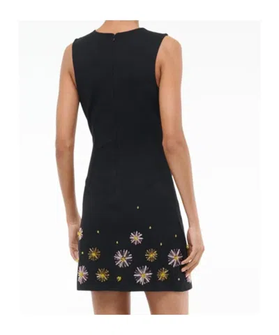 Staud Dahlia Beaded-flower Sleeveless Mini Dress In Black