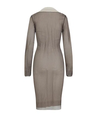 Mm6 Maison Margiela Ribbed Buttoned Cardigan Dress In Brown