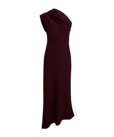 Khaite Coast One-shoulder Wool-blend Maxi Dress In Brown