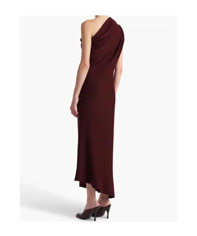 Khaite Coast One-shoulder Wool-blend Maxi Dress In Brown