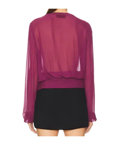 Attico Draped Front V-neck Ruched Blouse In Pink