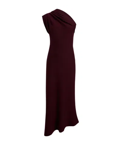 Khaite Coast One-shoulder Wool-blend Maxi Dress In Burgundy