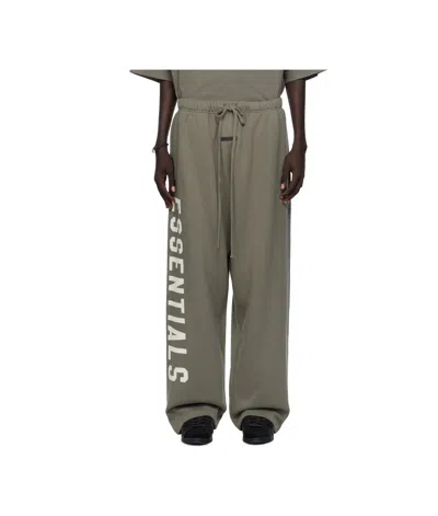 Essentials Lounge Drawstring Fleece Track Pants In Gray