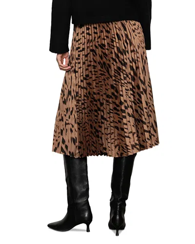 Sanctuary Nostalgia Abstract Leopard Print Pleated Skirt In Brown
